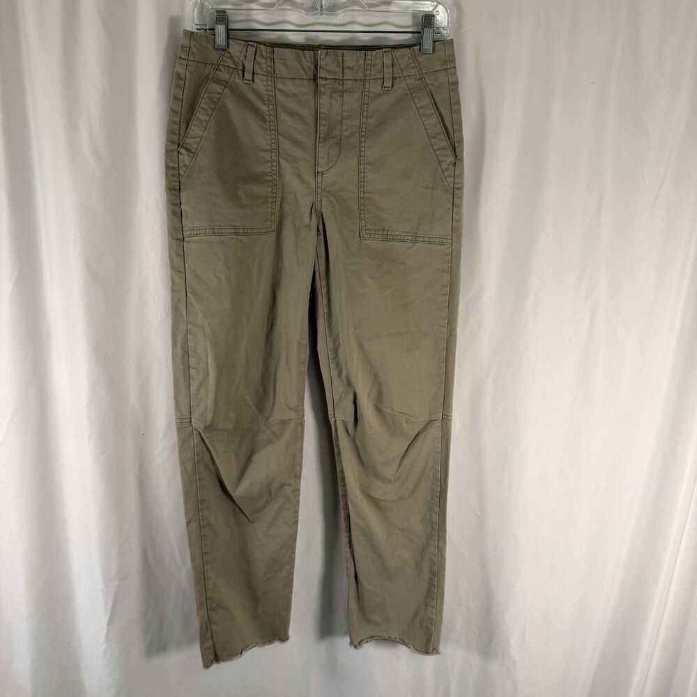 Banana Republic Girlfriend Authentic Chino Women's 2 Khaki Raw Hem Cotton Blend